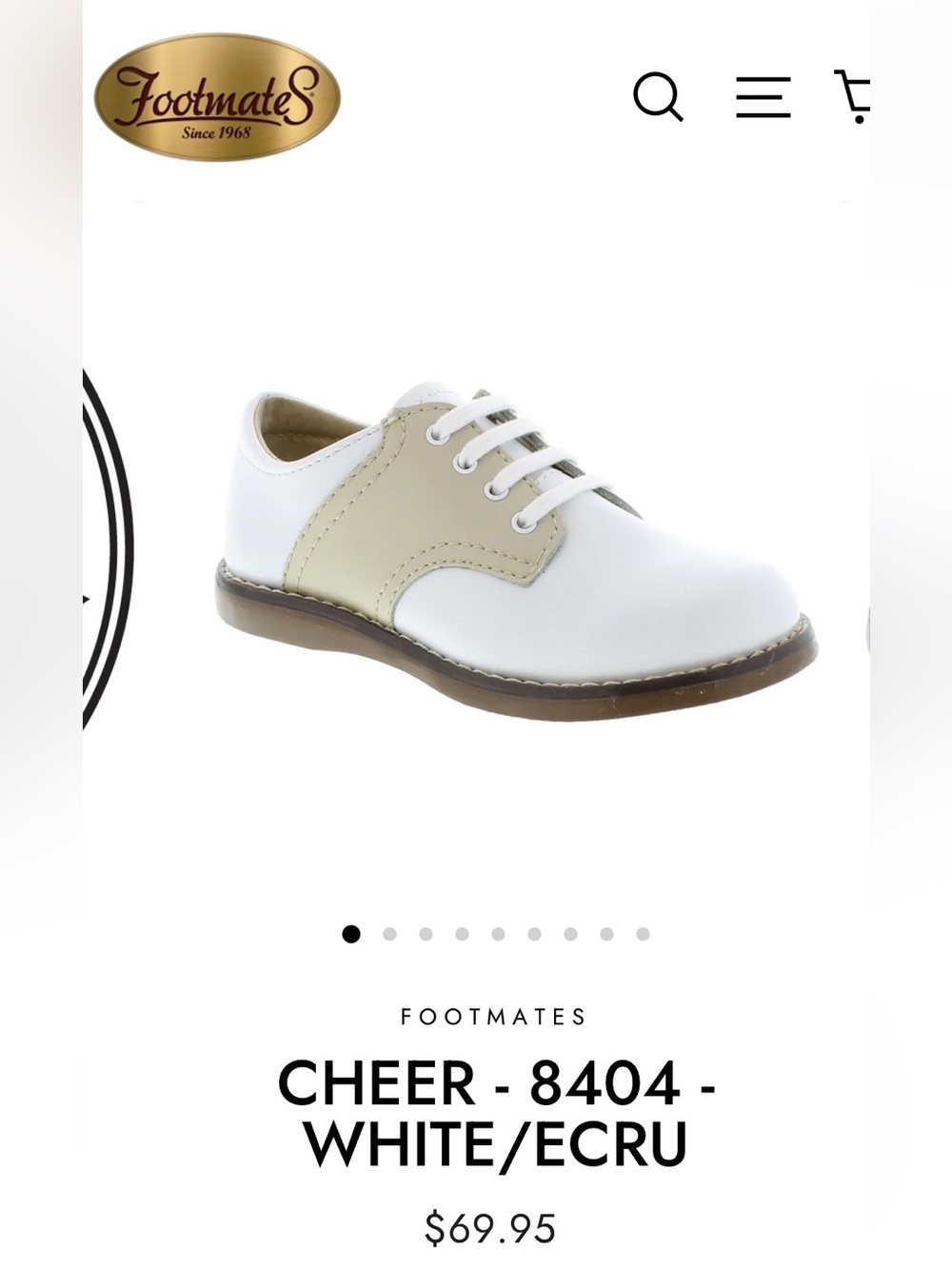 FootMates White and Ecru Kids Lace-Up Dress Shoe